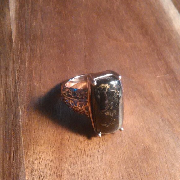 Matrix Silver Shungite Copper Ring (Size 8) - Picture 1 of 10
